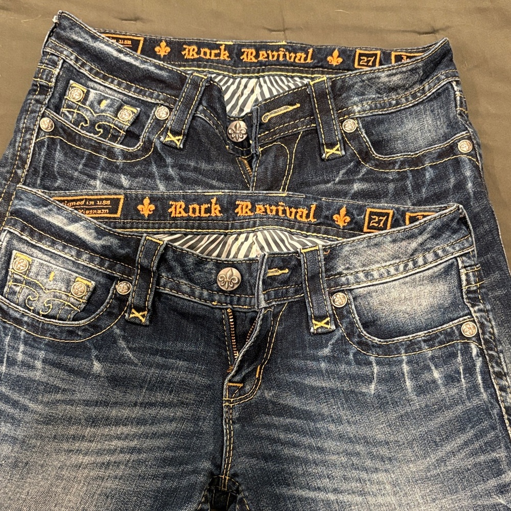 Rock Revival Blue Denim Jeans women size 27 Jessica skinny 2 pairs